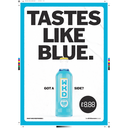 WKD Blue Bottle Tent Cards