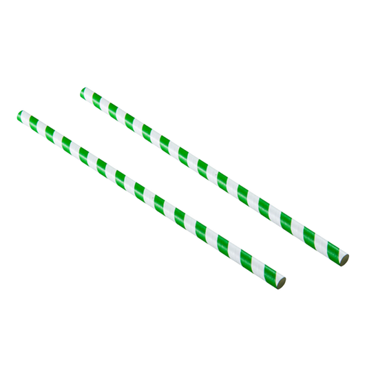 Bottle Green - Green and White Straws